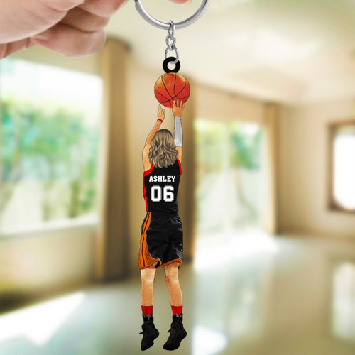 Basketball - Basketball Girl - Personalized Acrylic Keychain (LH)