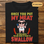 BBQ-Liebhaber – Sobald du mein Fleisch im Mund hast – Personalisiertes T-Shirt