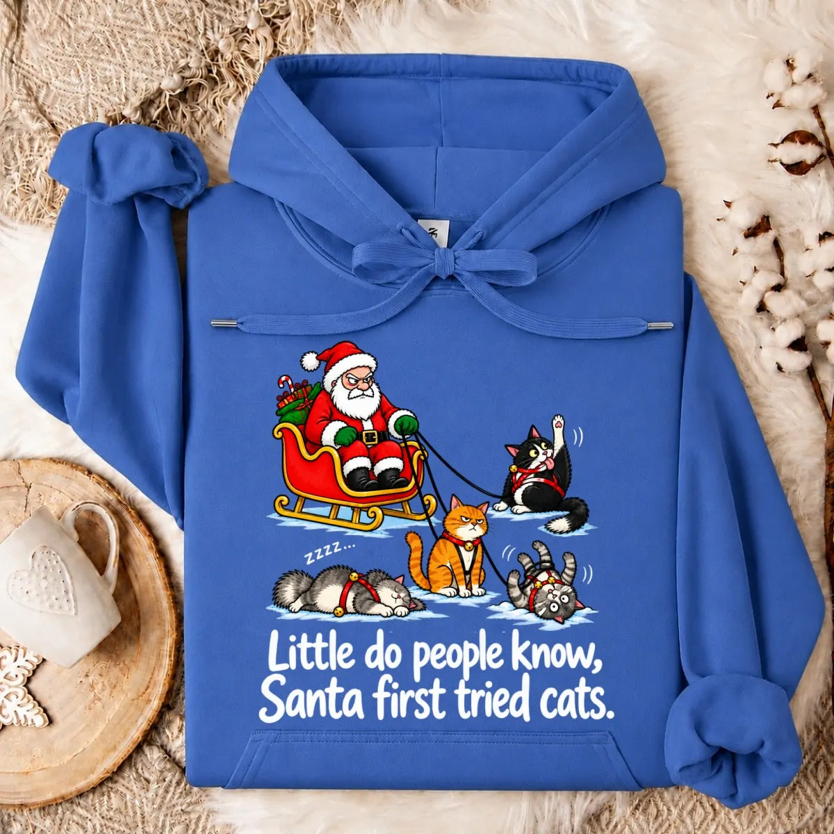 Little Do People Know Santa First Tried Cats Funny Christmas Shirt