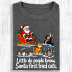 Little Do People Know Santa First Tried Cats Funny Christmas Shirt