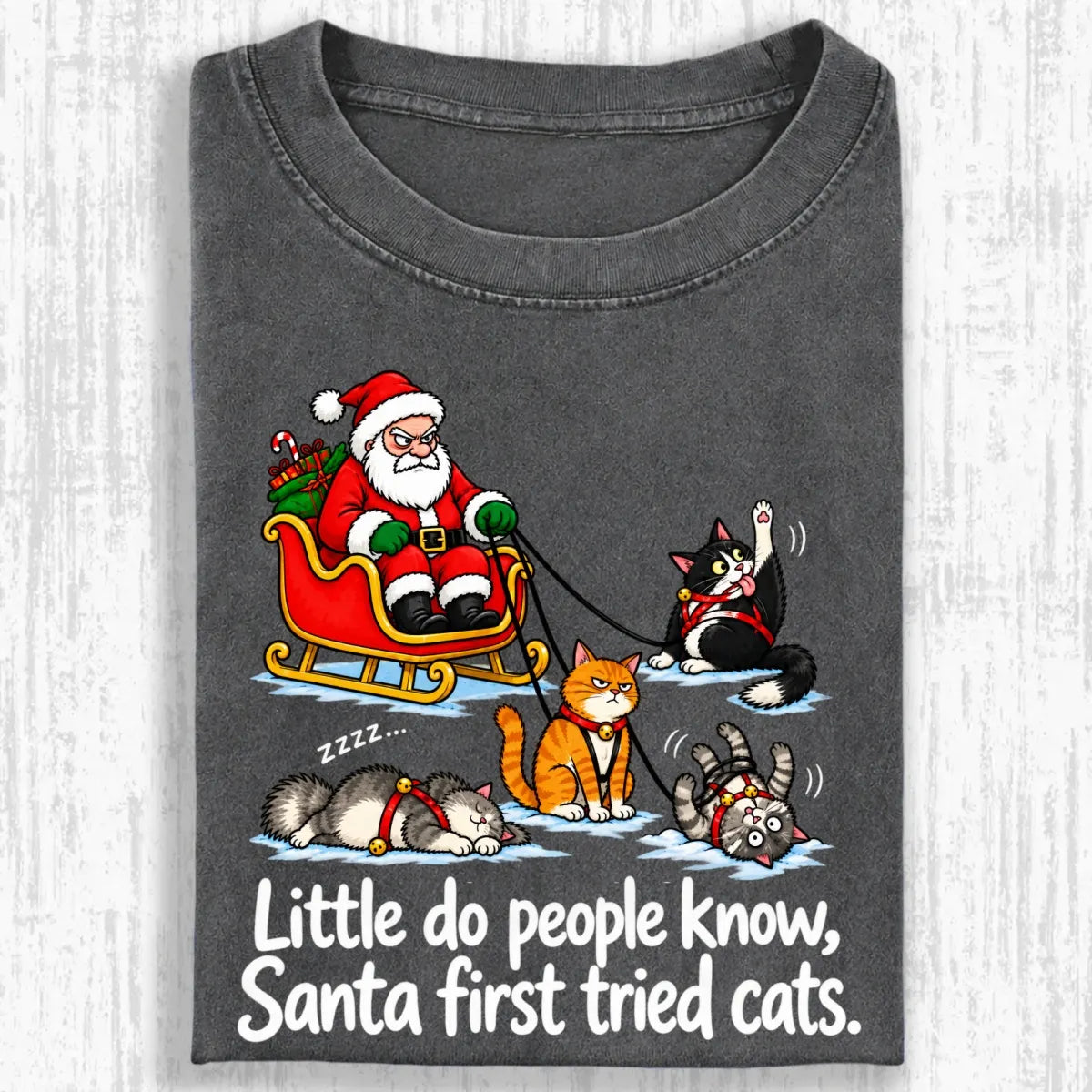 Little Do People Know Santa First Tried Cats Funny Christmas Shirt