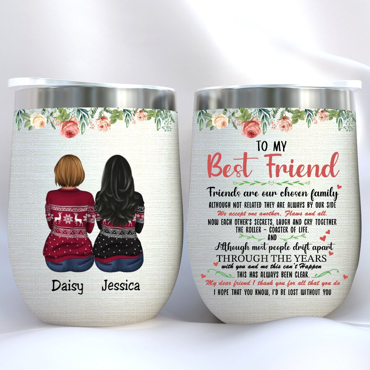 Best Friend - To My Best Friend Thank You For All - Personalized Wine Tumbler (LH)