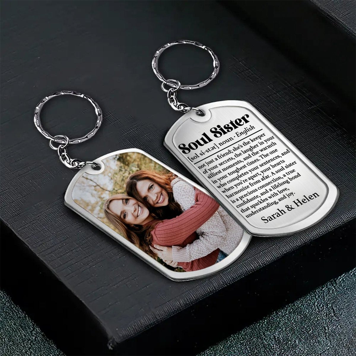 Besties - Custom Photo Soul Sister Definition - Personalized Aluminum Keychain