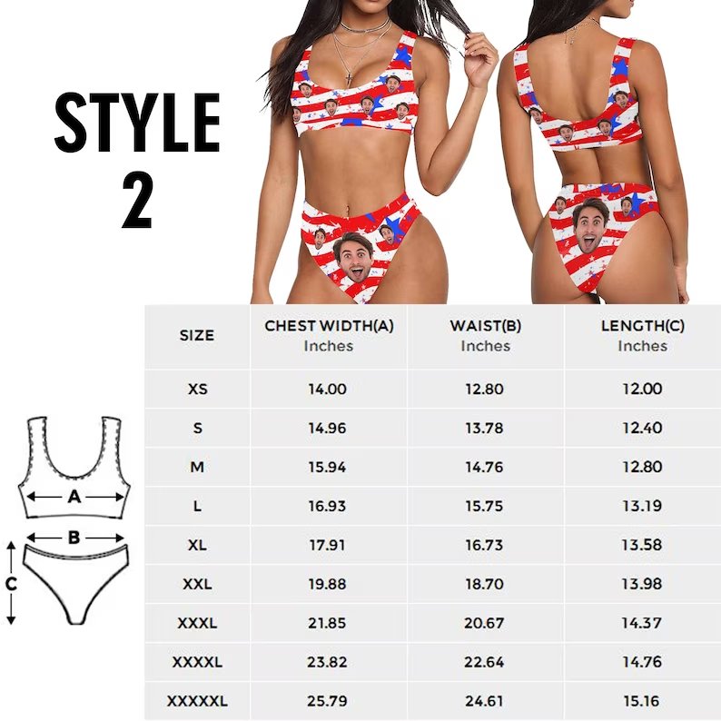 Bikini - Face bathing Suits for Women - Personalized Bikini Swimsuit