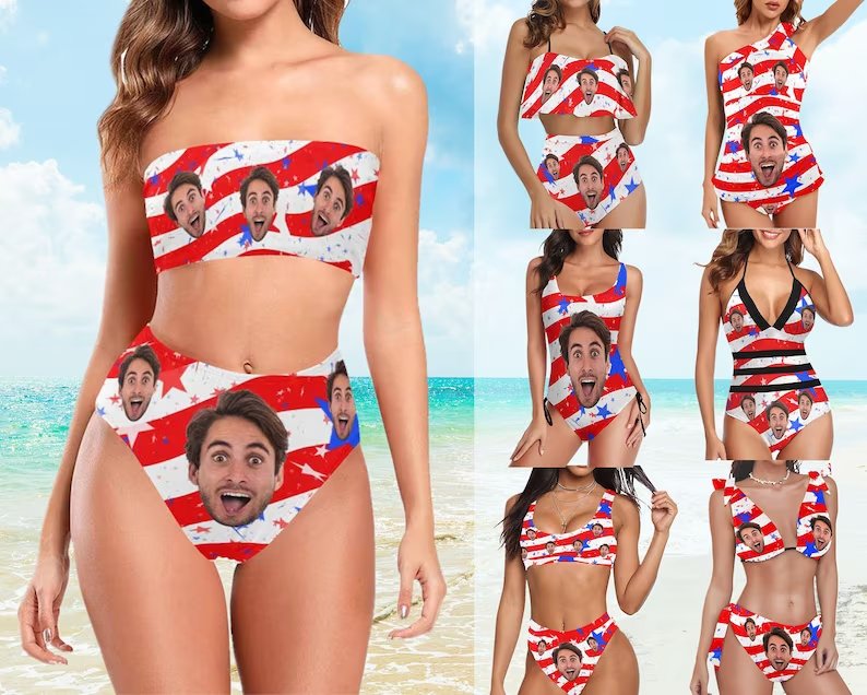 Bikini - Face bathing Suits for Women - Personalized Bikini Swimsuit