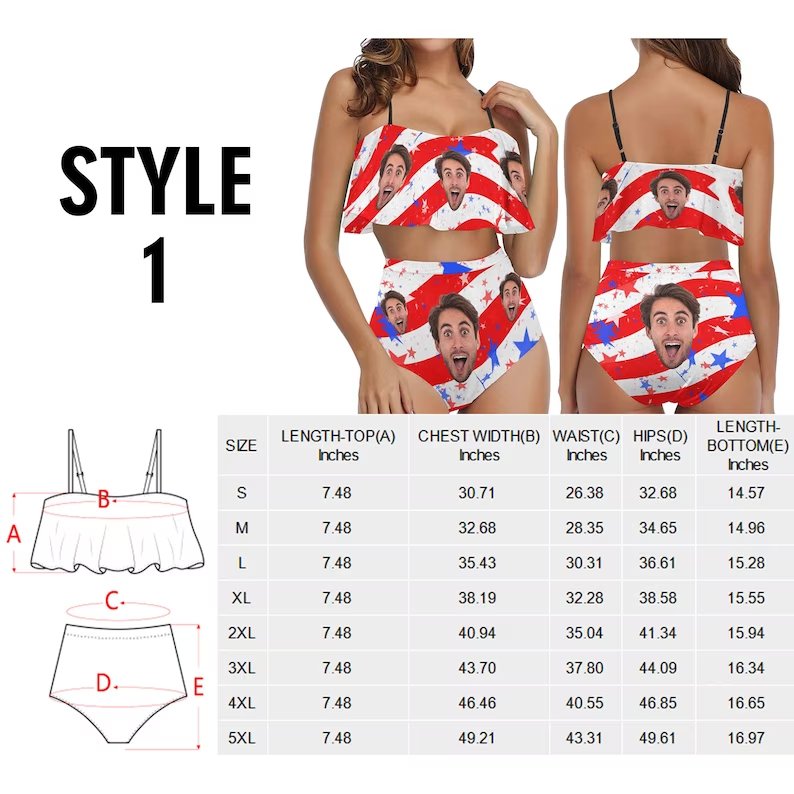 Bikini - Face bathing Suits for Women - Personalized Bikini Swimsuit