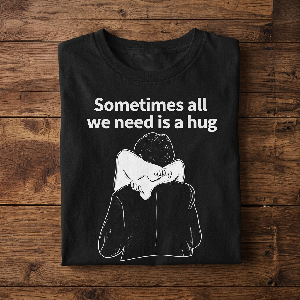 Black Sometimes All We Need Is a Hug graphic T-shirt