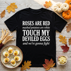 T-shirt humoristique de Thanksgiving « Ne touchez pas à mes œufs farcis »