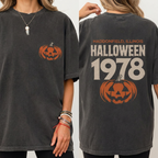 Vintage Halloween 1978 T-Shirt – Haddonfield Illinois Pumpkin Oversized Tee