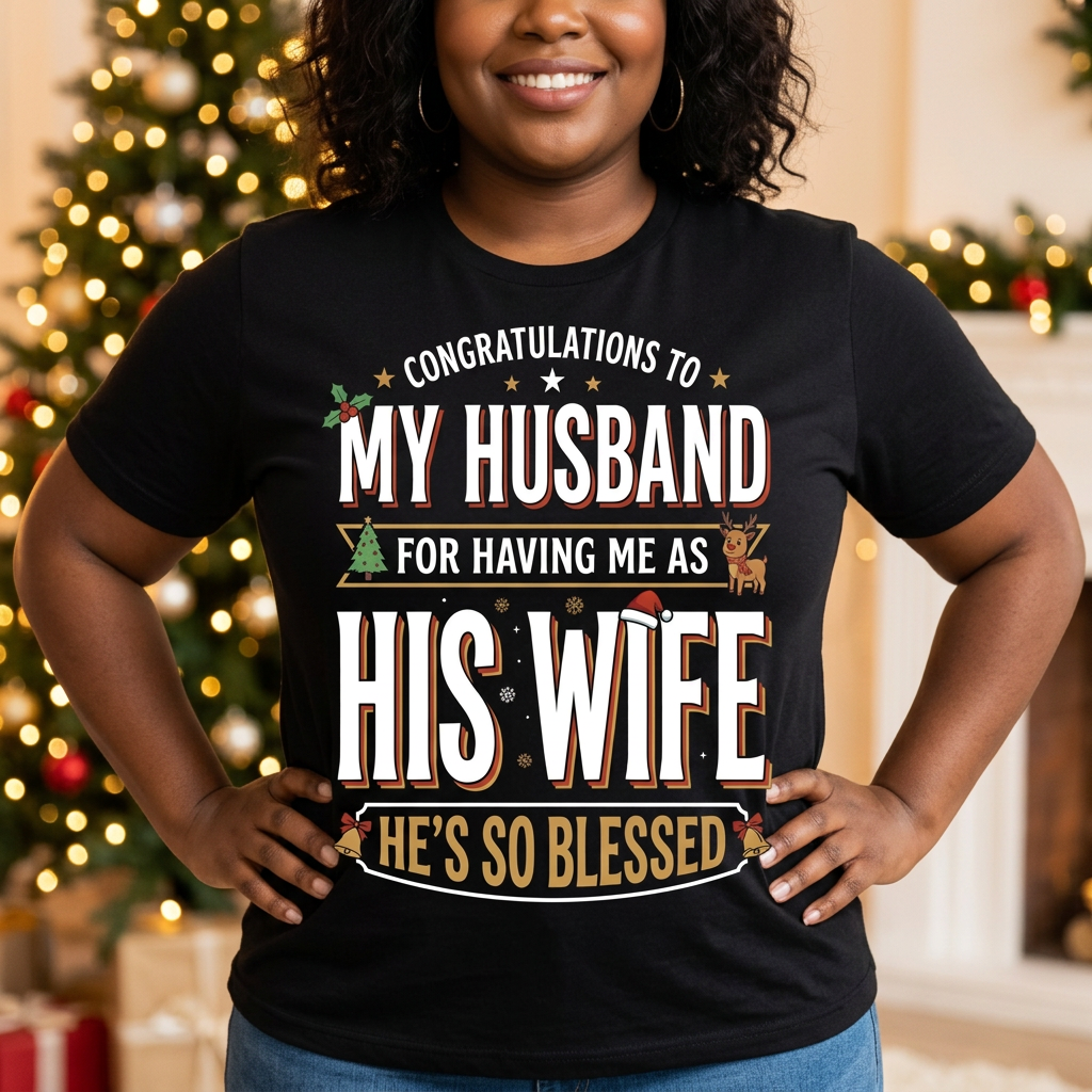 Funny Wife Christmas Shirt – Congratulations to My Husband
