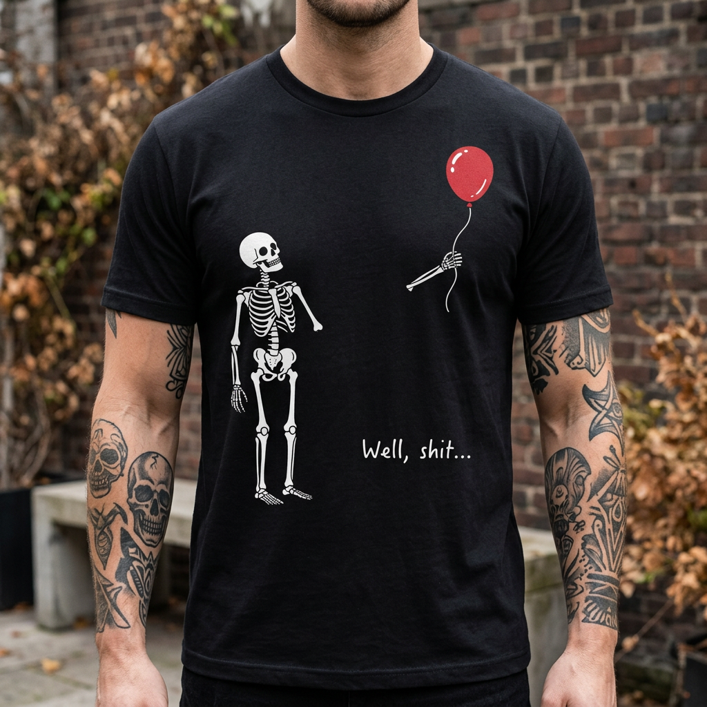 Well, Shit... | Funny Skeleton Halloween T-Shirt