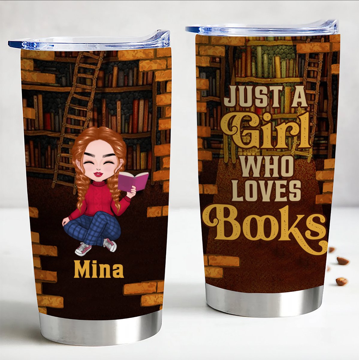 Book Lovers - Just A Girl Who Loves Books - Personalized Tumbler Cup