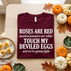 T-shirt humoristique de Thanksgiving « Ne touchez pas à mes œufs farcis »