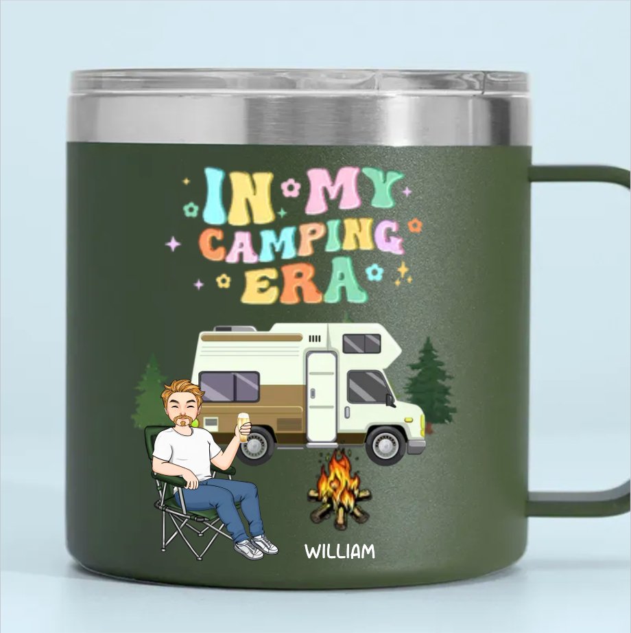 Camping Lovers - In My Camping Era - Personalized Stainless Steel Tumbler With Handle