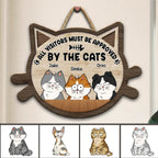 Cat Lovers - All Visitors Must Be Approved By The Cats - Personalized Shaped Wood Sign