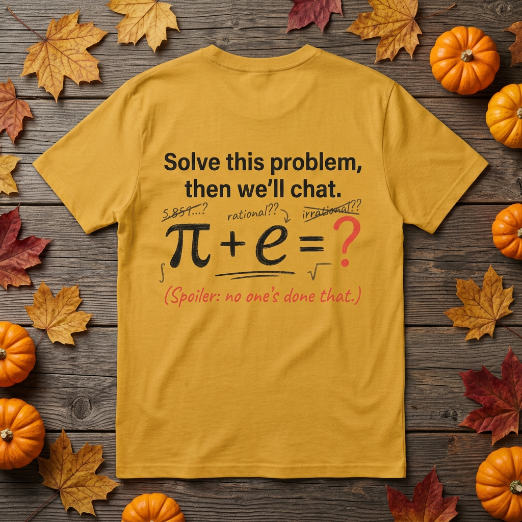 Résolvez ce problème et nous discuterons : t-shirt mathématique amusant π + e – T-shirt geek Pi, cadeau pour professeur de maths, ingénieur et passionné de sciences