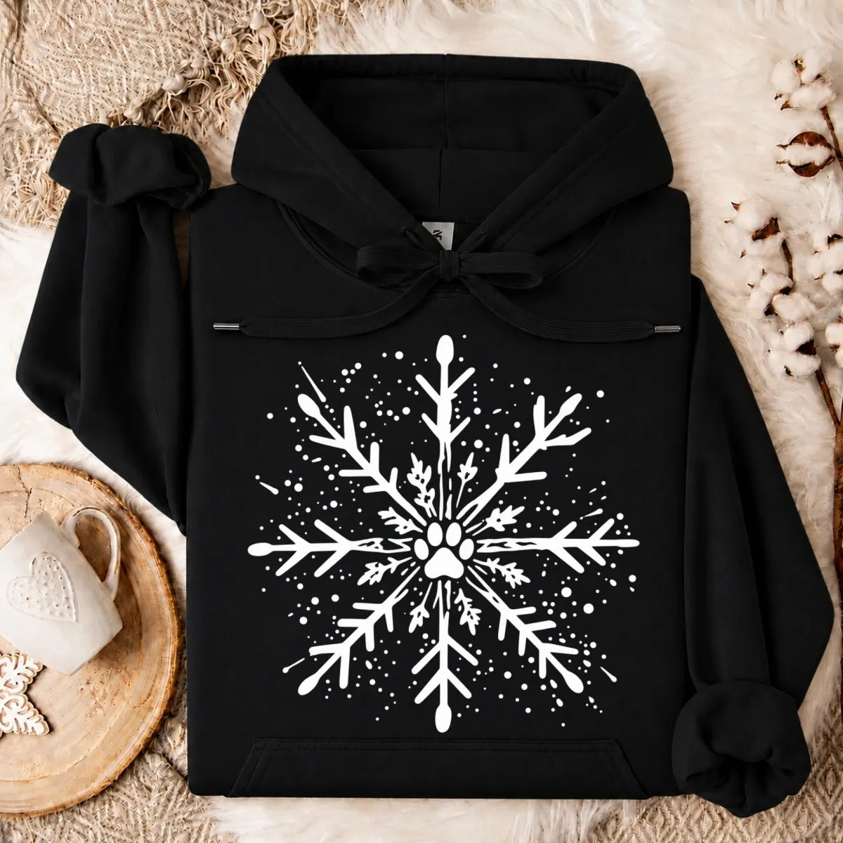 Paw Print Snowflake Christmas Oversized Hoodie