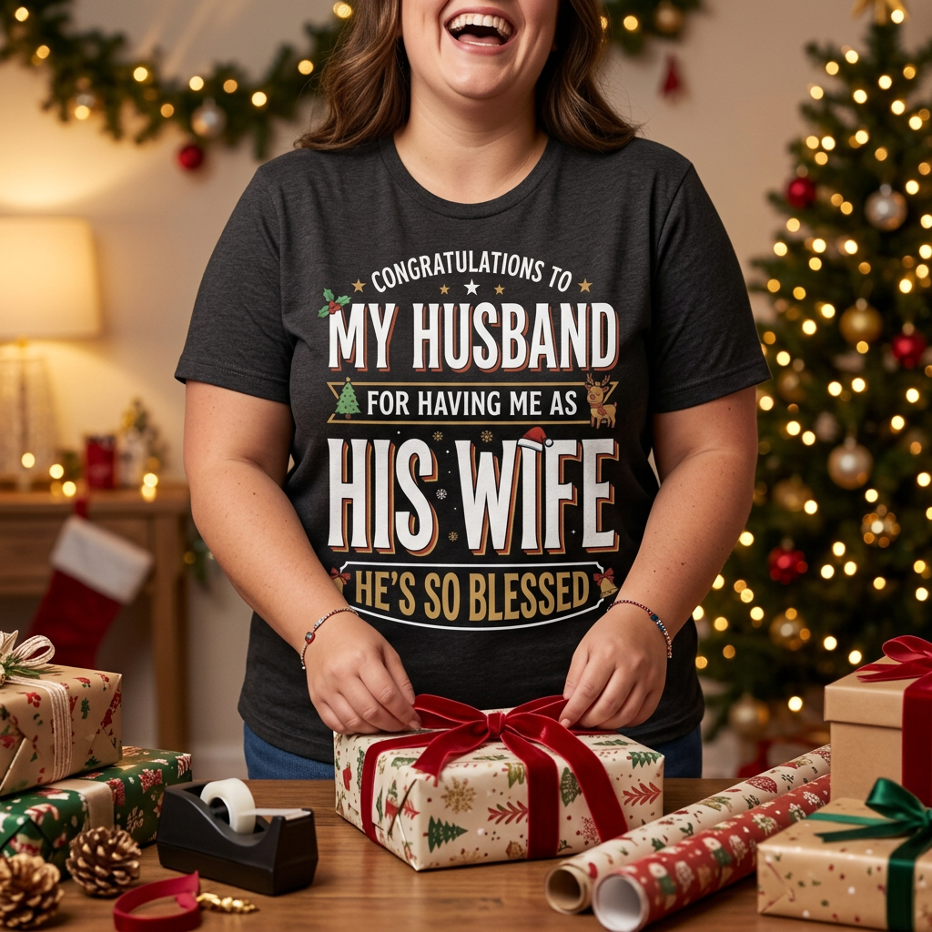 Funny Wife Christmas Shirt – Congratulations to My Husband