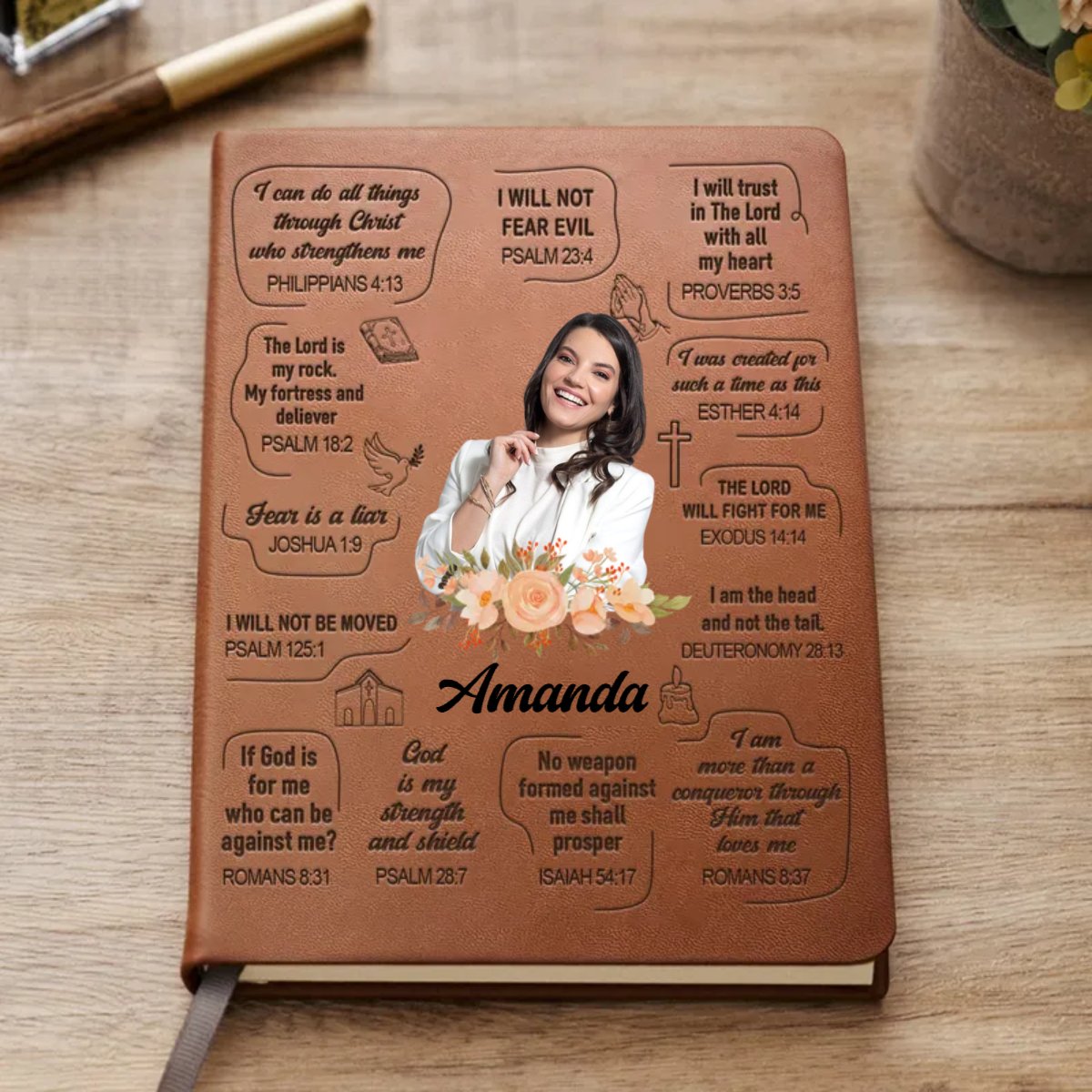 Christian - Christian Bible Verse Affirmations - Personalized Leather Journal (HJ)