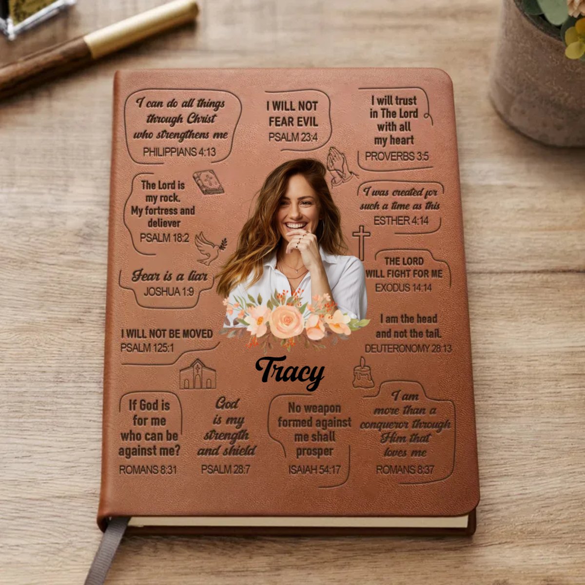 Christian - Christian Bible Verse Affirmations - Personalized Leather Journal (HJ)