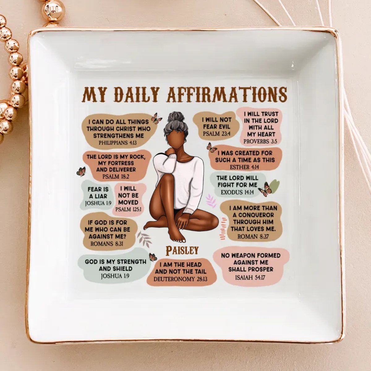 Christian - My Daily Affirmation Christian Bible Verse - Personalized Jewelry Dish