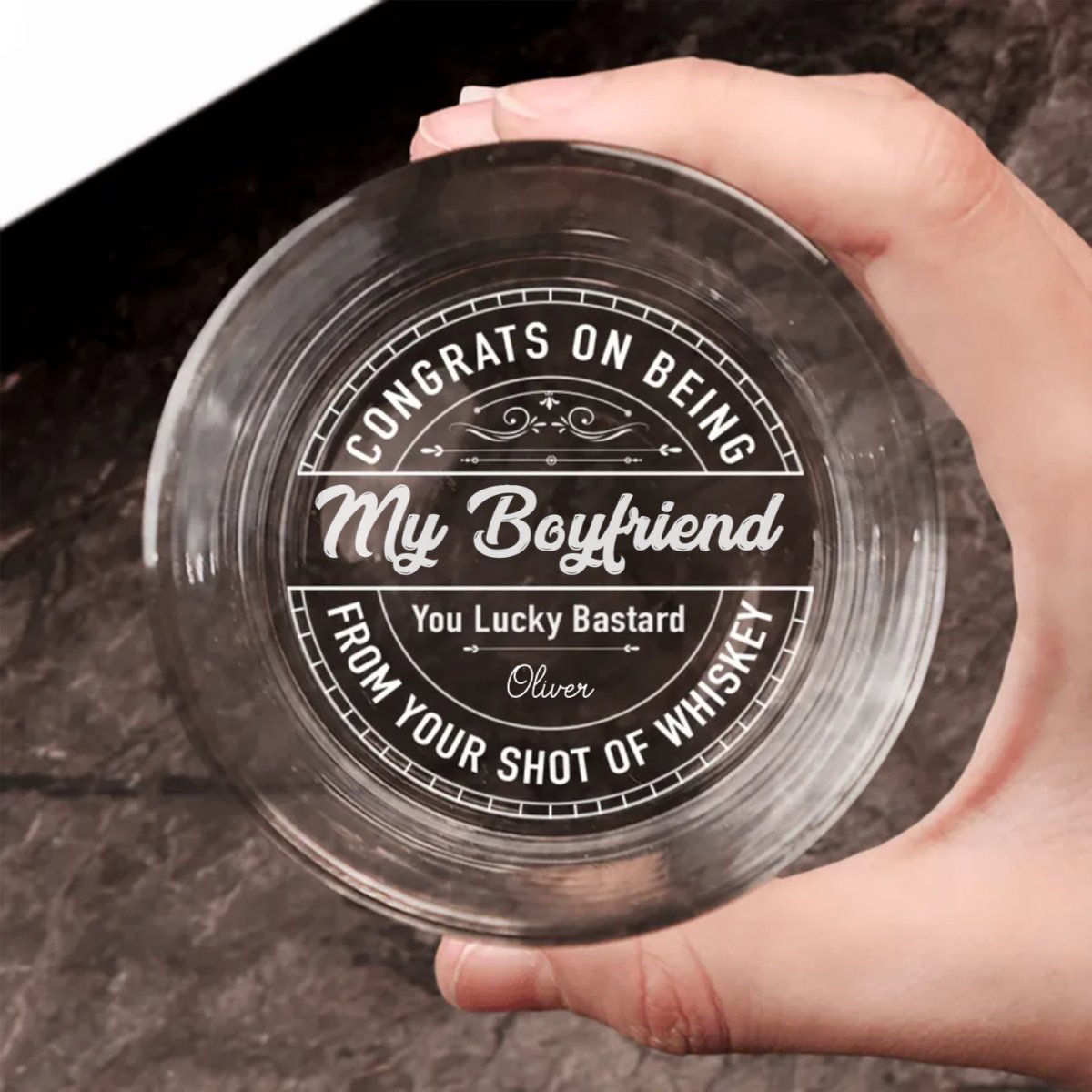 Couple - Congrats On Being My Husband From Your Wifey - Personalized Engraved Whiskey Glass