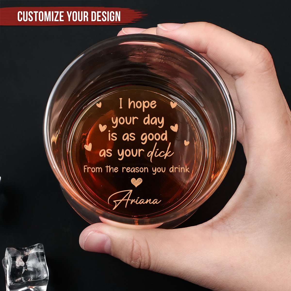 Couple - I Hope Your Day Is As Good As Your Cock - Personalized Engraved Whiskey Glass