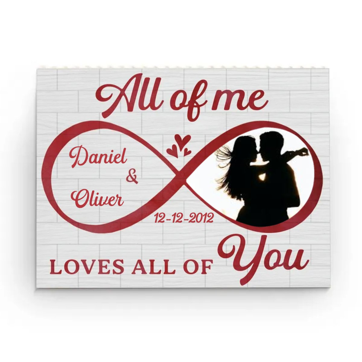 Couple - Photo My Heart Needed You - Personalized Custom Horizontal Rectangle Shaped Building Brick Blocks