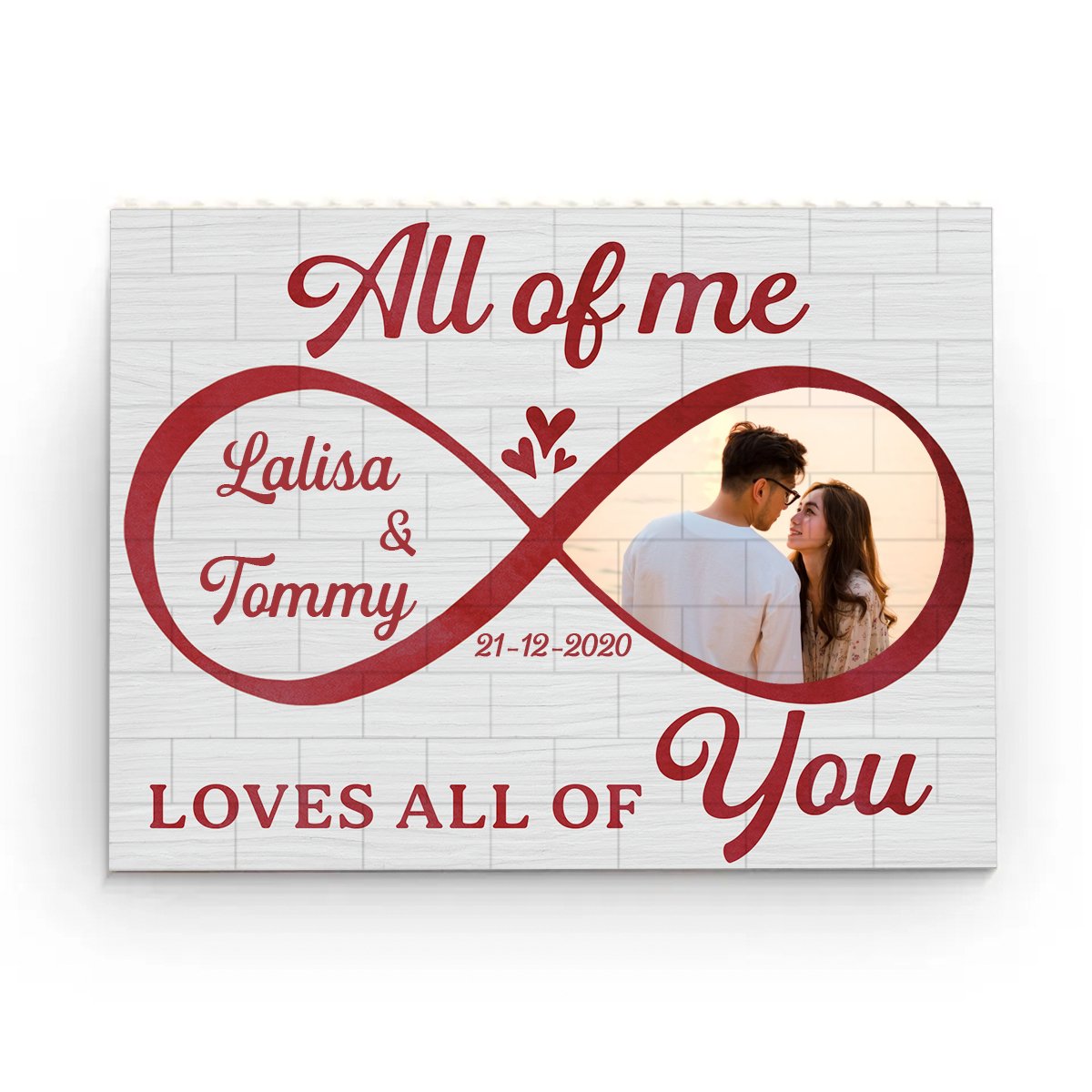 Couple - Photo My Heart Needed You - Personalized Custom Horizontal Rectangle Shaped Building Brick Blocks