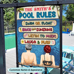 Couple - Pool Rules -  Personalized Classic Metal Signs