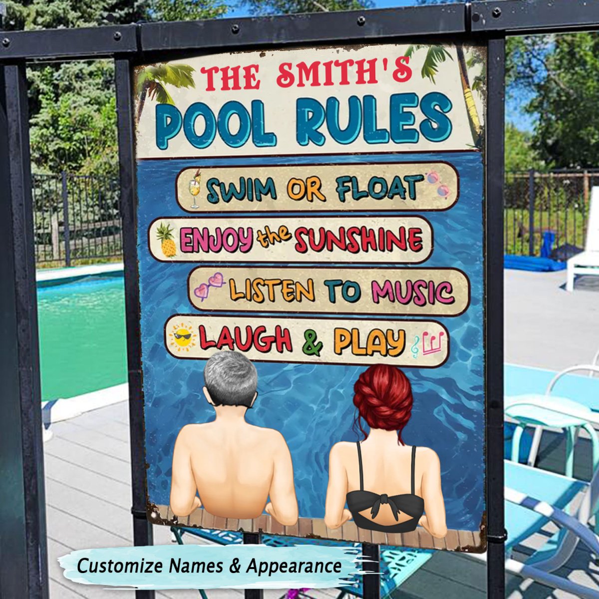 Couple - Pool Rules -  Personalized Classic Metal Signs