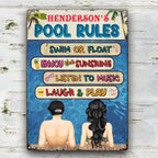 Couple - Pool Rules -  Personalized Classic Metal Signs