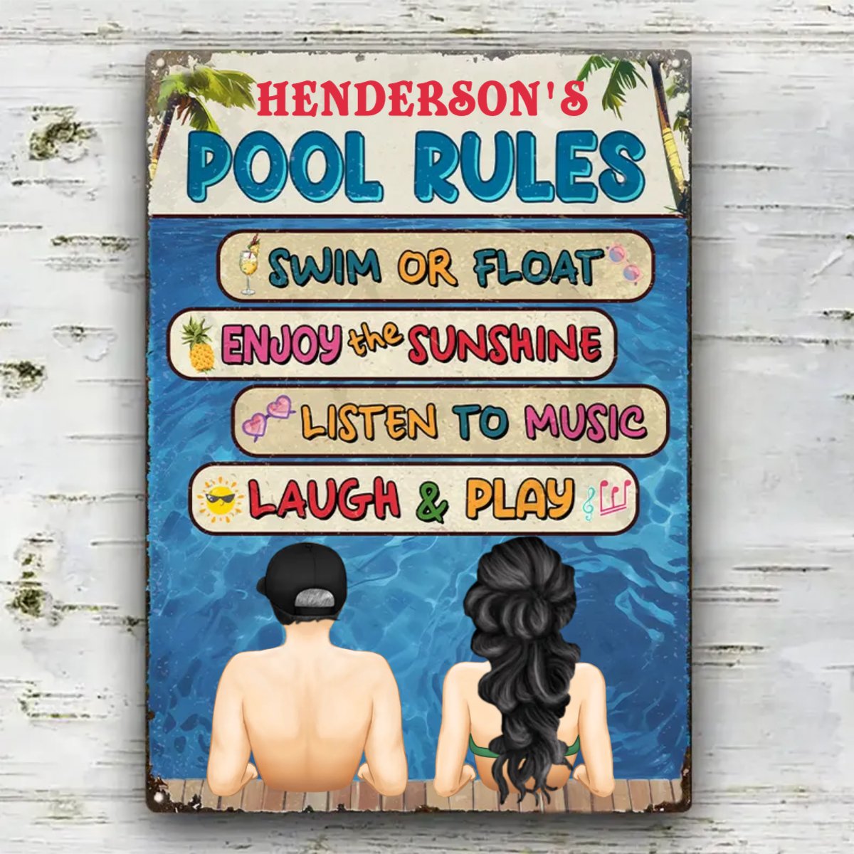 Couple - Pool Rules -  Personalized Classic Metal Signs