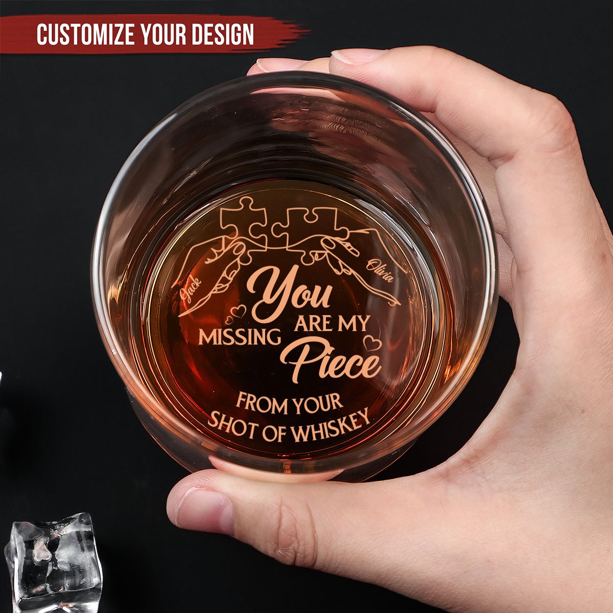 Couple - You Are My Missing Piece - Personalized Engraved Whiskey Glass