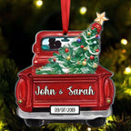 Couples -  Christmas Tree Couple Custom Names and Date - Personalized Truck Ornament