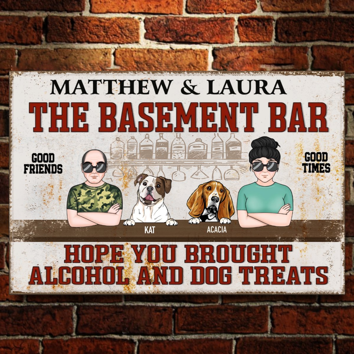 Couples - Hope You Brought Alcohol And Dog Treats Couple Husband Wife - Personalized Metal Sign