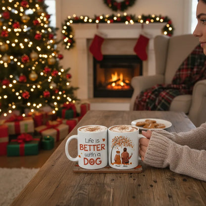 Life Is Better With A Dog Fall Season Personalized Dog Mom Coffee Mug
