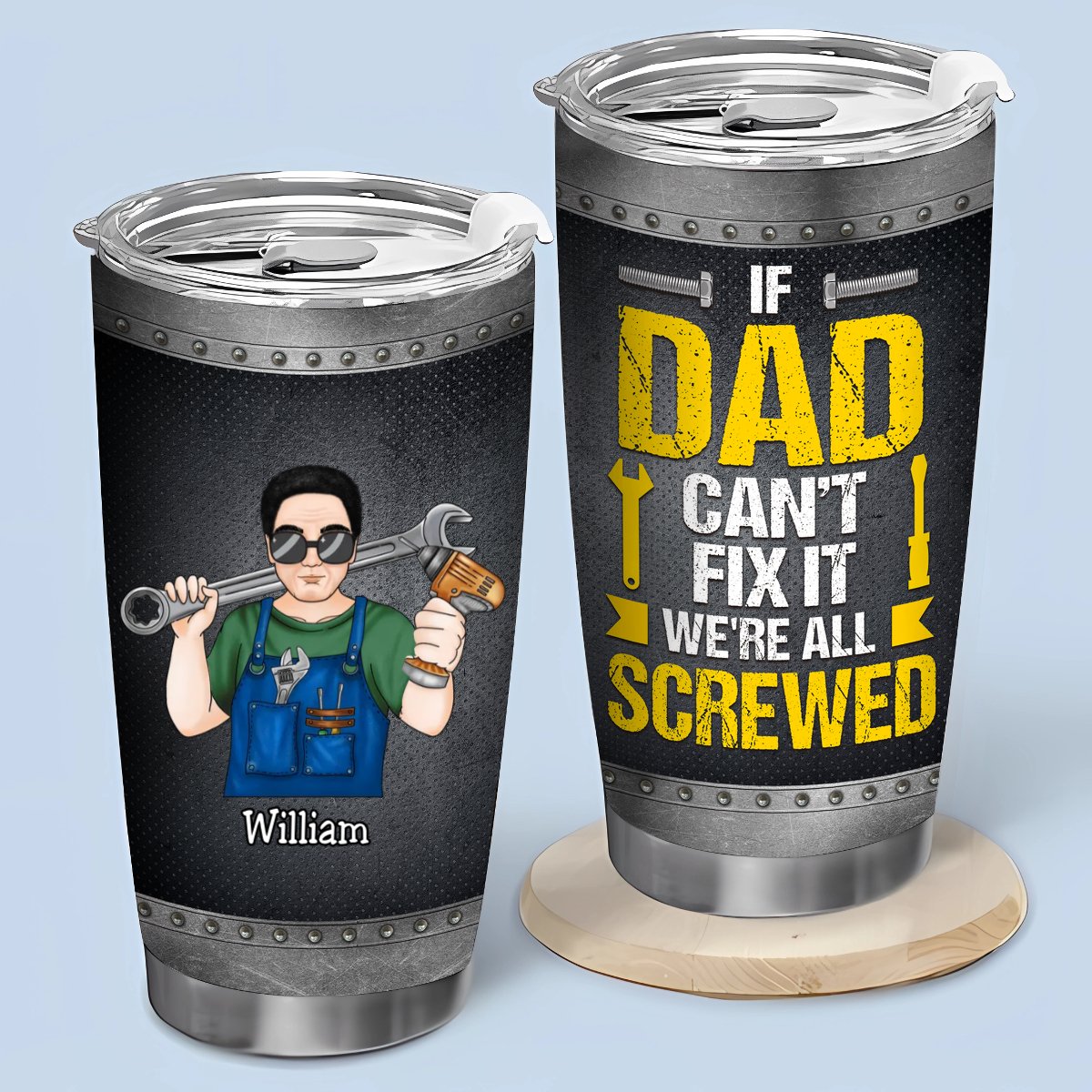 Dad's Fix-It 20oz Tumbler - Insulated Stainless Steel for Hot/Cold Drinks on the Go