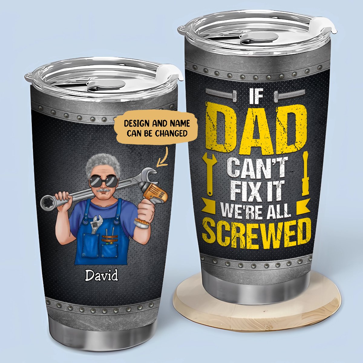 Dad's Fix-It 20oz Tumbler - Insulated Stainless Steel for Hot/Cold Drinks on the Go