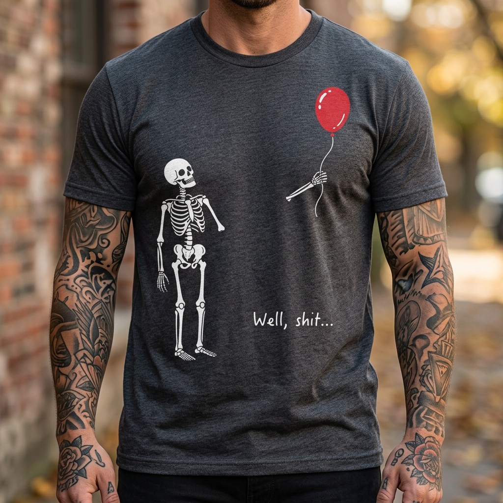 Well, Shit... | Funny Skeleton Halloween T-Shirt