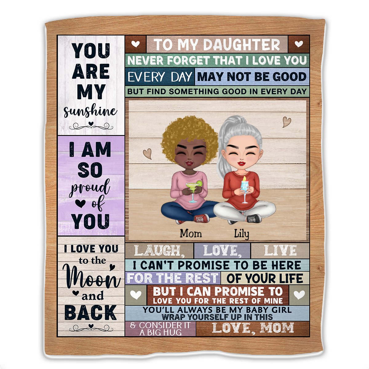 Daughter - I Love You To The Moon And Back - Personalized Blanket (Ver. 2)