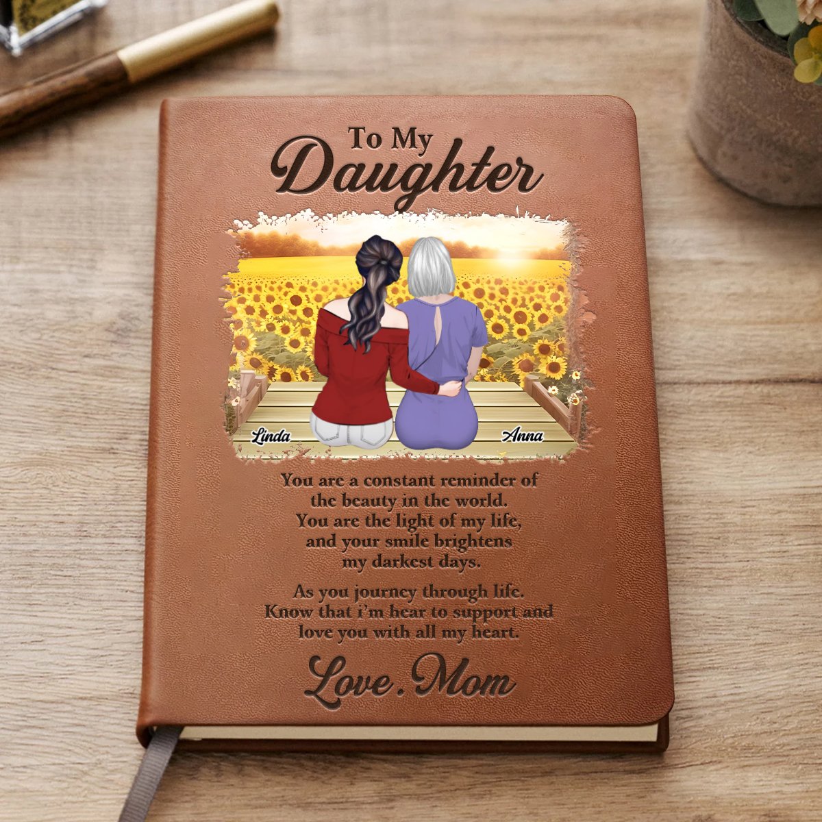Daughter - You Are The Light Of My Life - Personalized Leather Journal