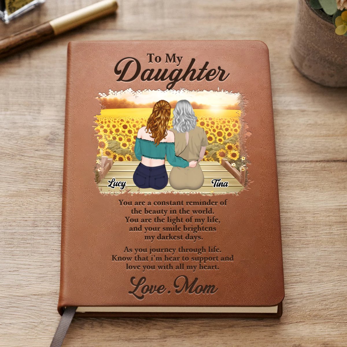 Daughter - You Are The Light Of My Life - Personalized Leather Journal