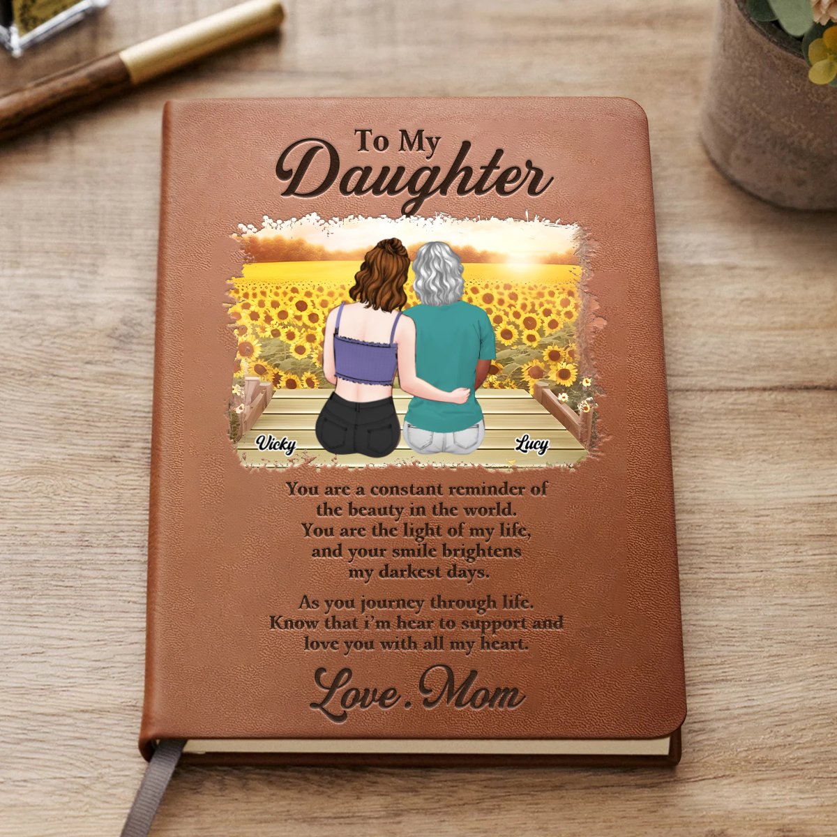 Daughter - You Are The Light Of My Life - Personalized Leather Journal