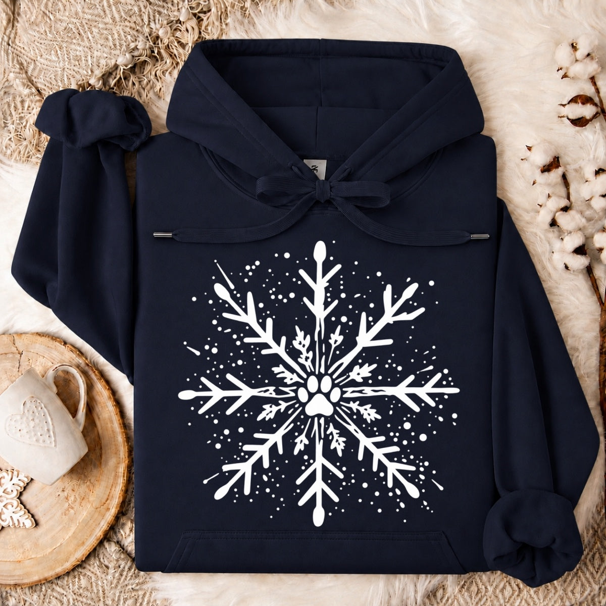 Paw Print Snowflake Christmas Oversized Hoodie