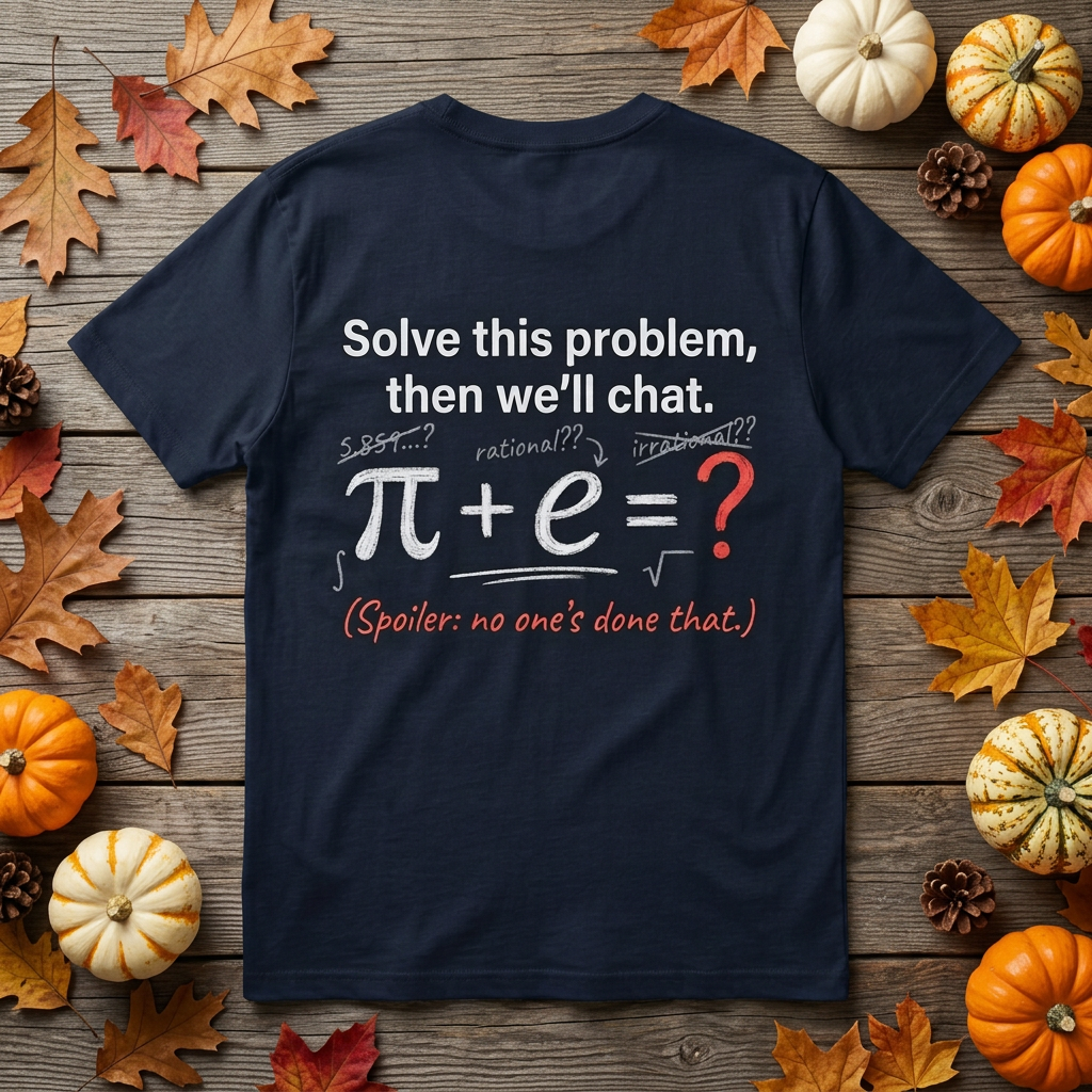 Résolvez ce problème et nous discuterons : t-shirt mathématique amusant π + e – T-shirt geek Pi, cadeau pour professeur de maths, ingénieur et passionné de sciences