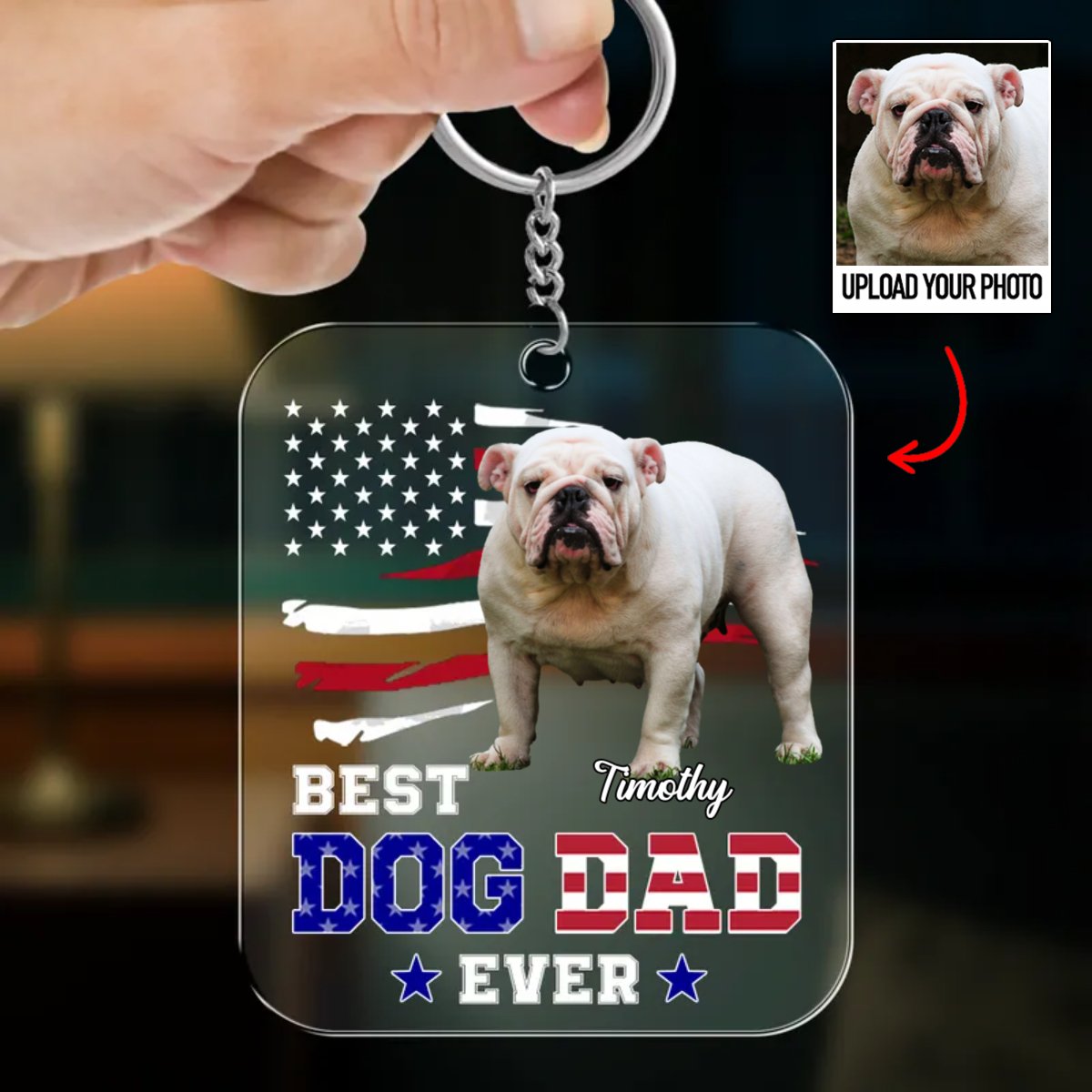 Dog Lovers - Custom Photo Ultimate Dog Dad - Personalized Acrylic Keychain