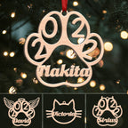 Dog Paw - Cat Paw - Cat Face - Wings Paw - Personalized Christmas Stainless Steel/Acrylic Ornament