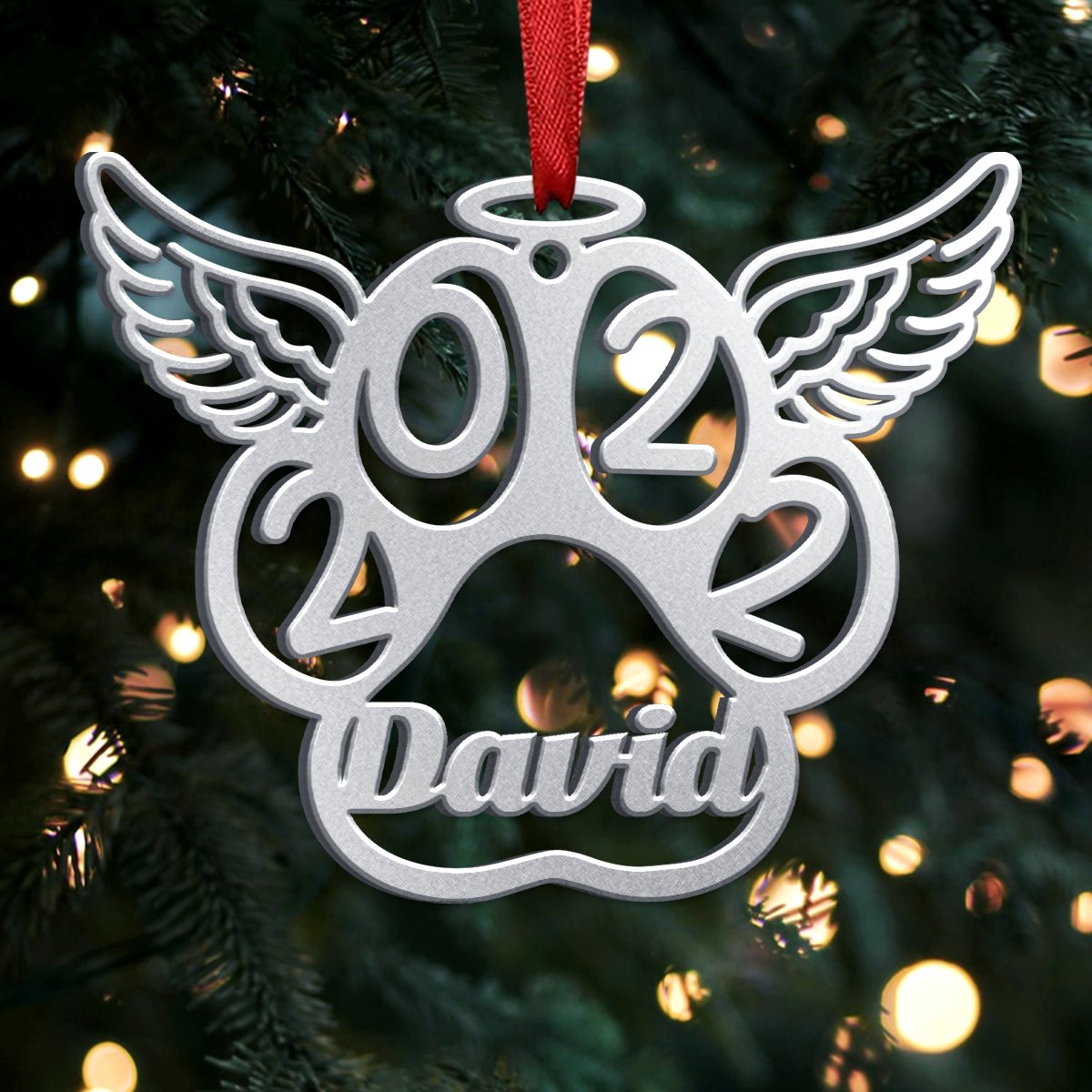 Dog Paw - Cat Paw - Cat Face - Wings Paw - Personalized Christmas Stainless Steel/Acrylic Ornament