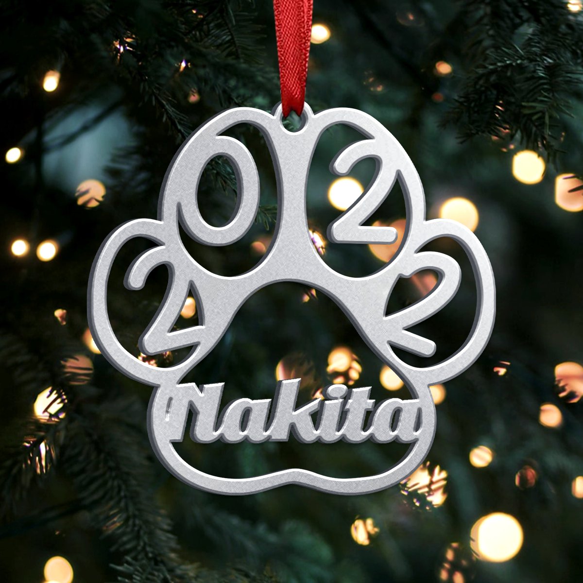 Dog Paw - Cat Paw - Cat Face - Wings Paw - Personalized Christmas Stainless Steel/Acrylic Ornament